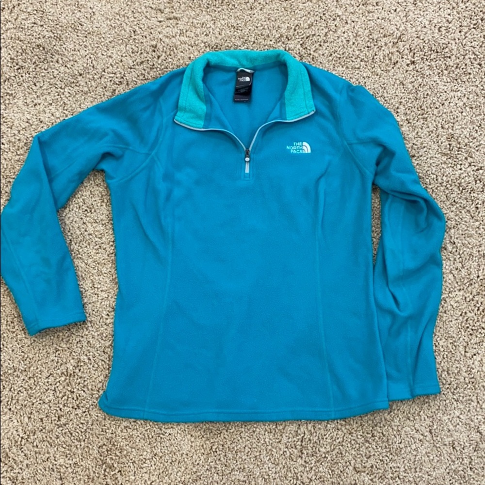The North Face teal 1/4 zip fleece pullover